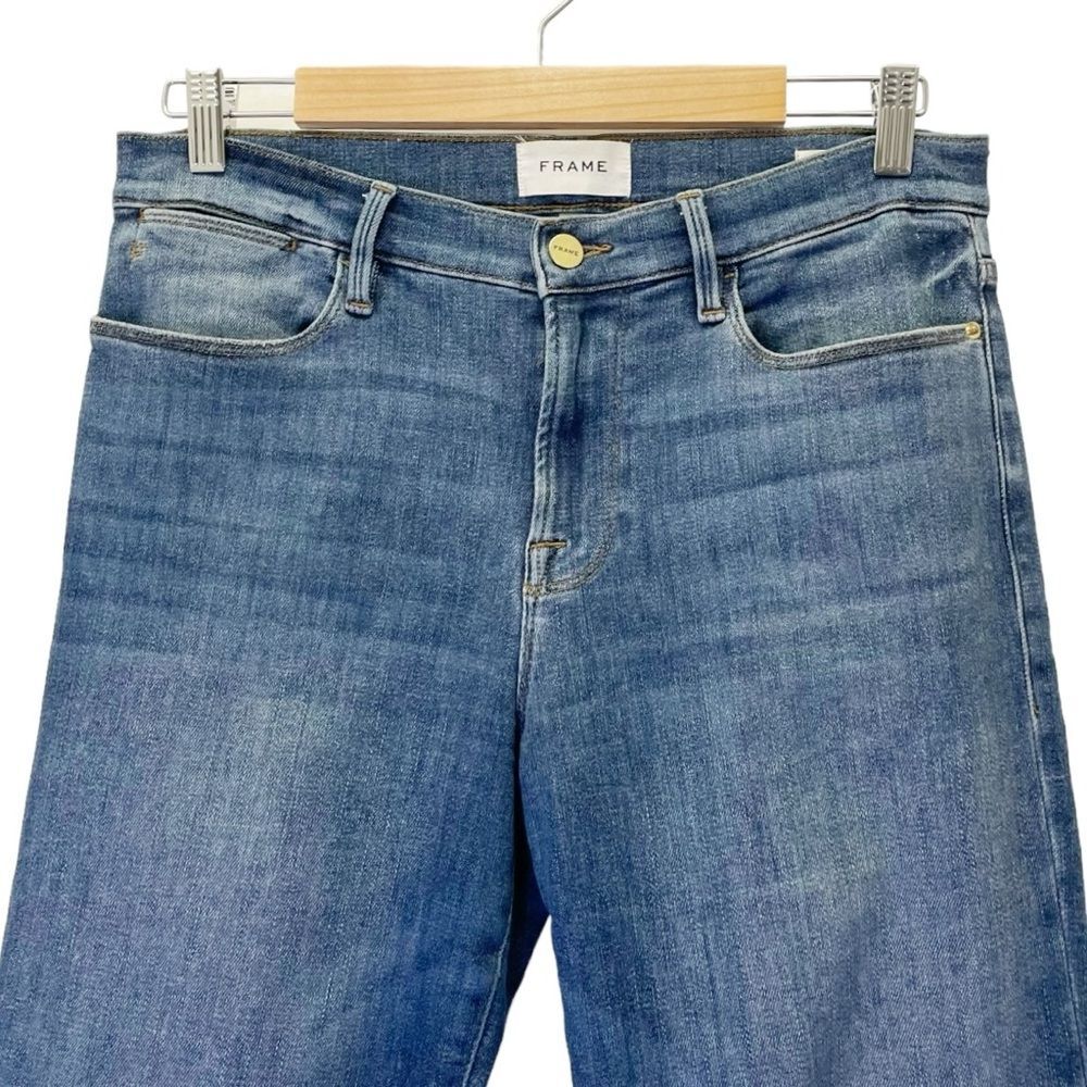 Frame Denim Le High Straight Cropped Jeans in Bestia Medium Wash Women’s Size 29 - Picture 4 of 12